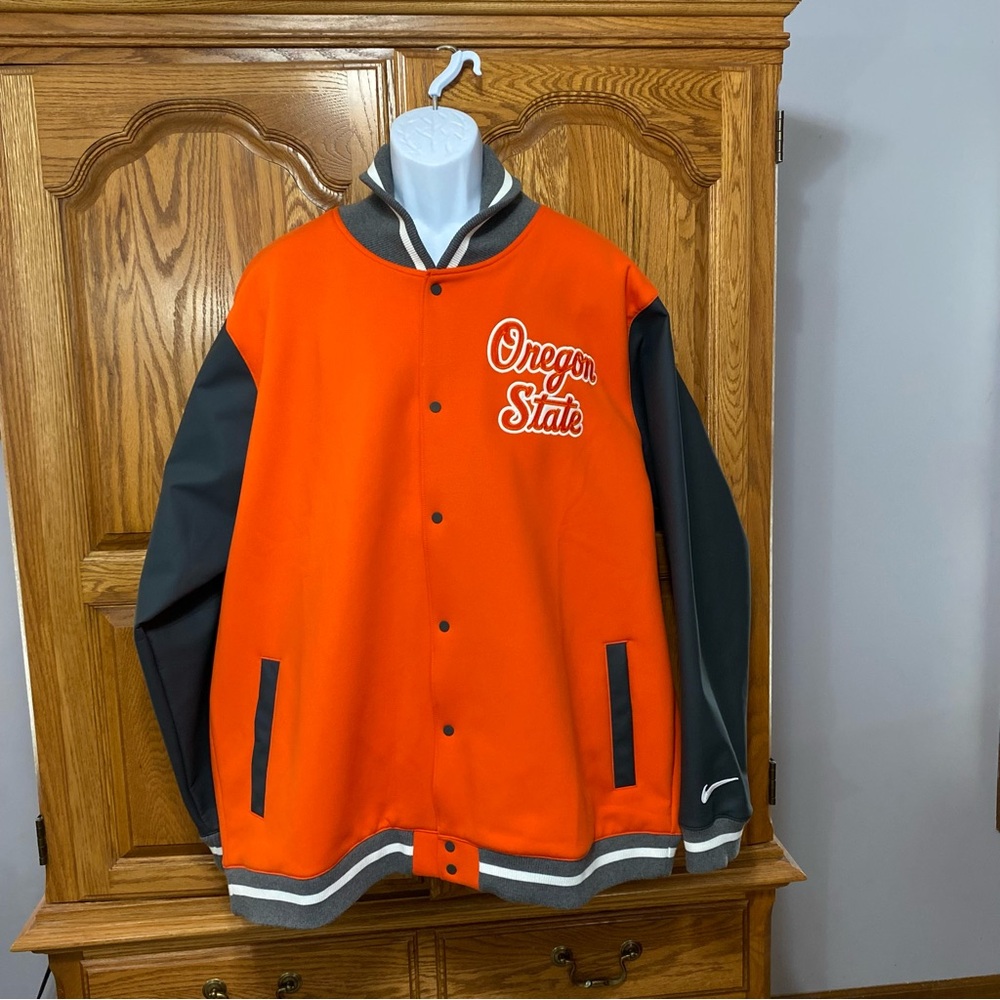 Nike Oregon State Football Letterman Varsity Jacket Orange Grey Men’s Size‎ 3XL